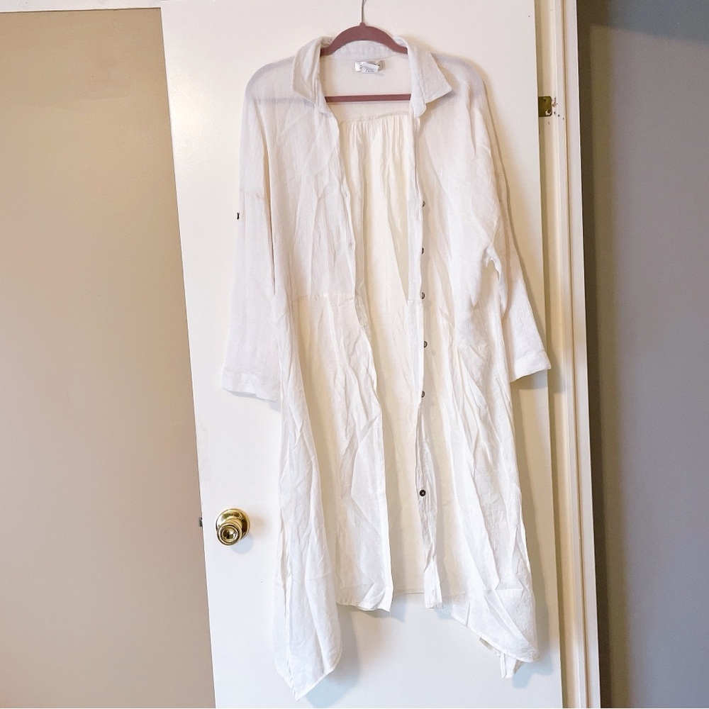 Paisley Vine White Button Down Shirt Dress Size 2XL.